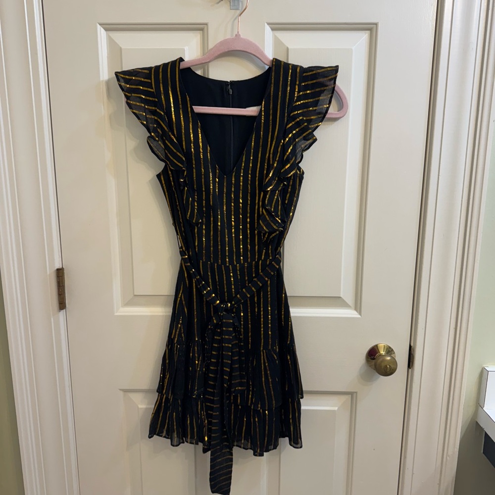 Karina Grimaldi Black and Gold Mini Dress